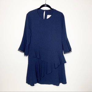 NWT Zara Navy Long Sleeve Shift Dress Medium